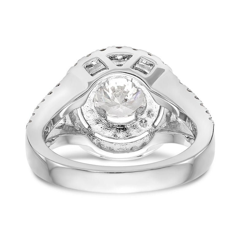 14KW Verlobungsring mit rundem simuliertem Diamant und Doppel-Halo
