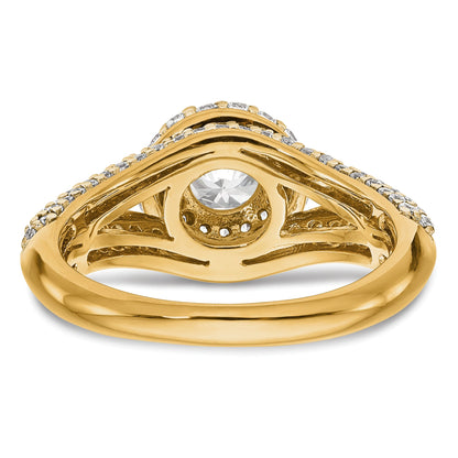 14K Verlobungsring mit rundem simuliertem Diamanten und Halo