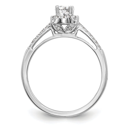 14K Weißgold Verlobungsring mit rundem simuliertem Diamanten und Halo