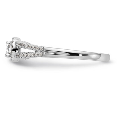 14K Weißgold Verlobungsring mit rundem simuliertem Diamanten und Halo