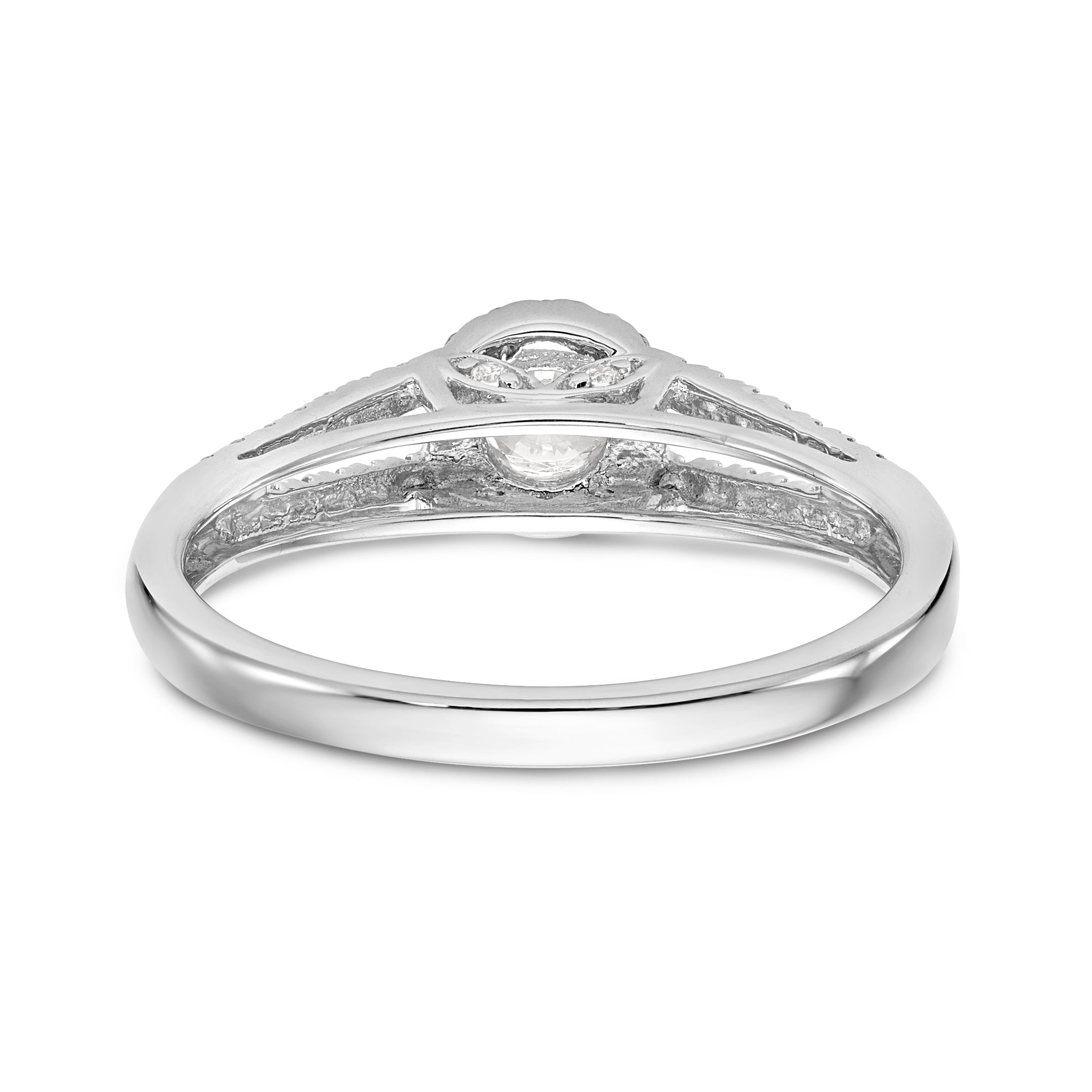 14K Weißgold Verlobungsring mit rundem simuliertem Diamanten und Halo