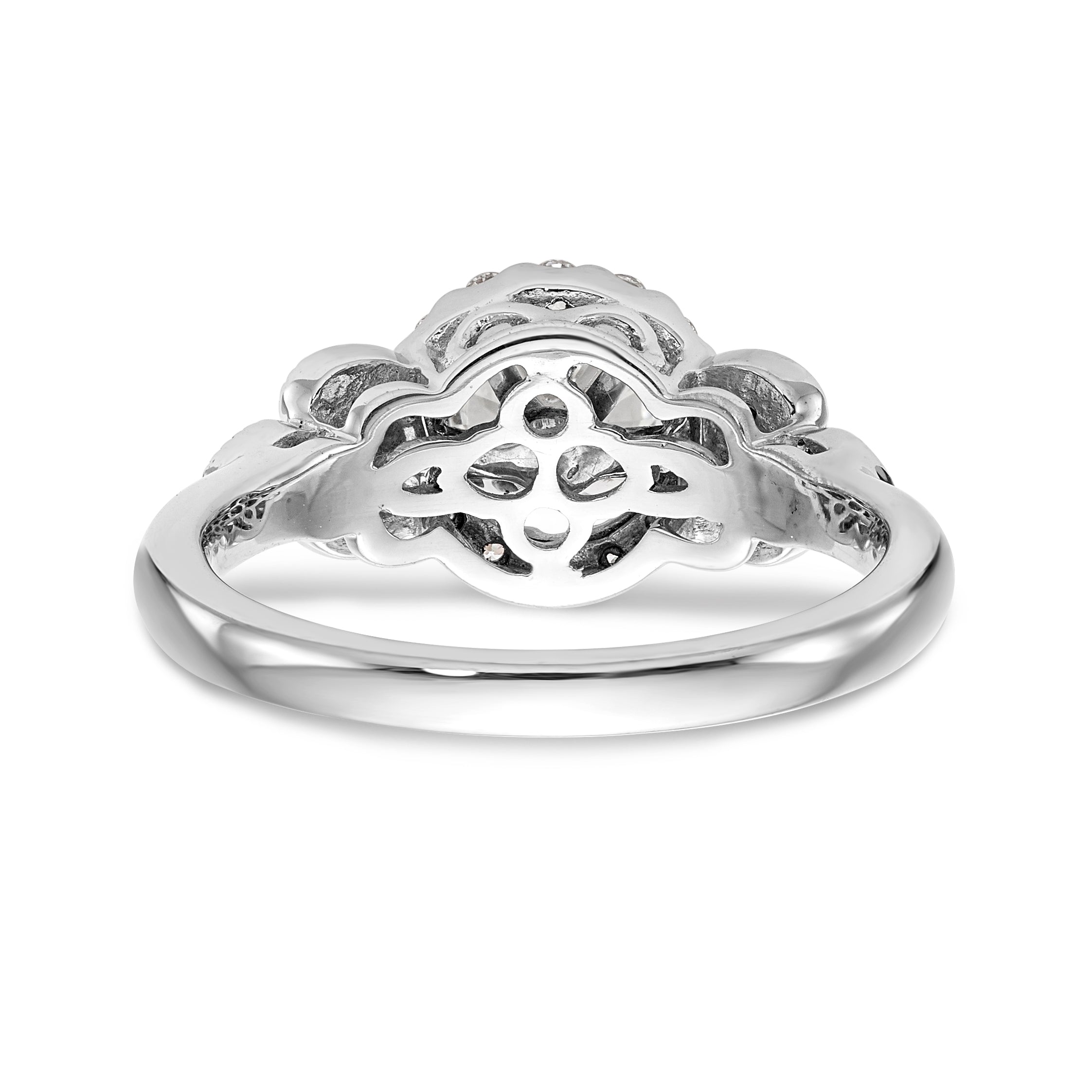 14K Weißgold Verlobungsring mit rundem simuliertem Diamanten und Halo