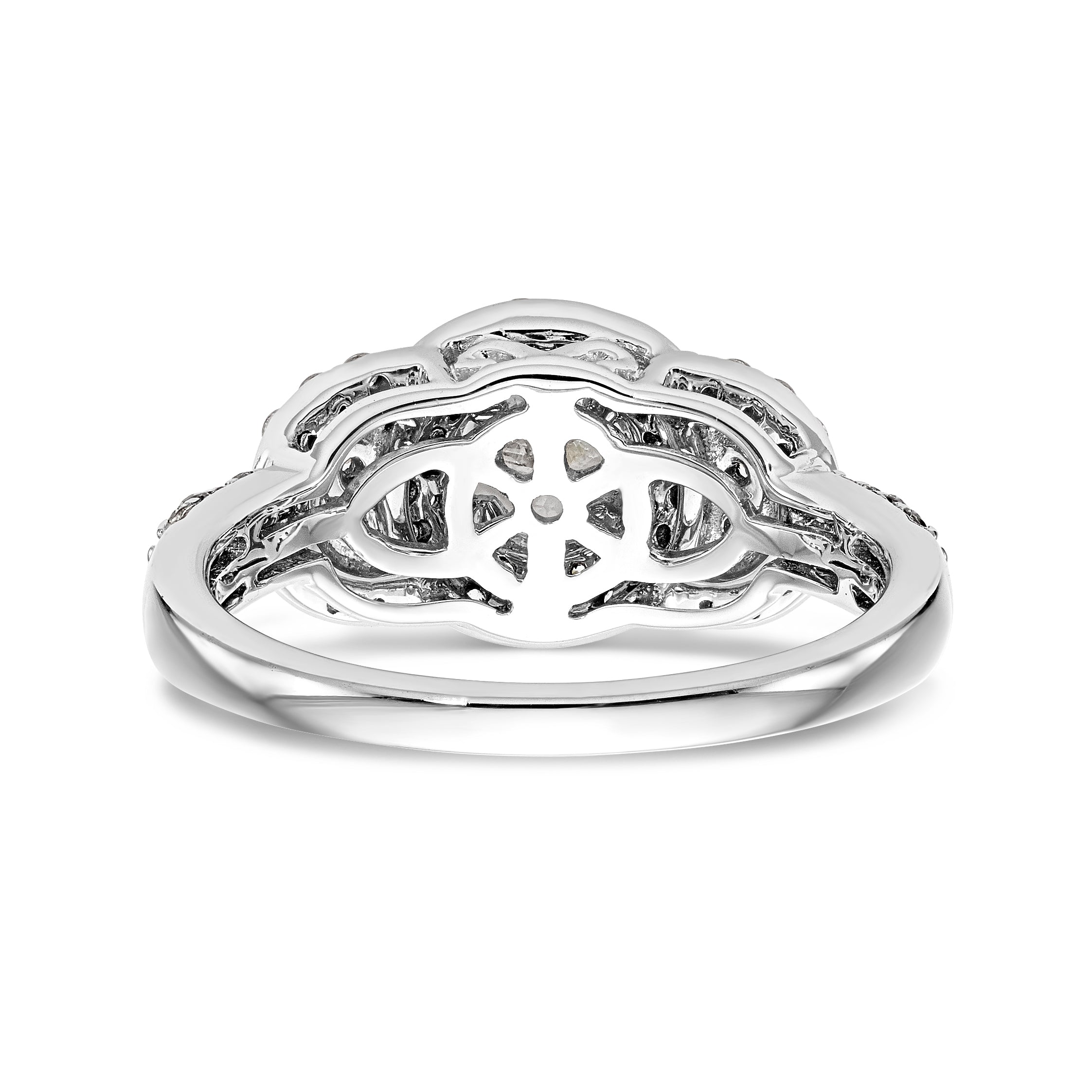14K Weißgold Verlobungsring mit rundem simuliertem Diamanten und Halo