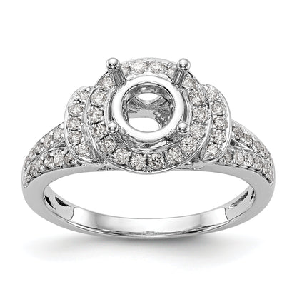 14K Weißgold Verlobungsring mit rundem simuliertem Diamanten und Halo-Fassung
