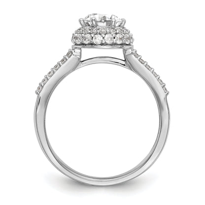 14K Weißgold Verlobungsring mit rundem simuliertem Diamanten und rundem Halo