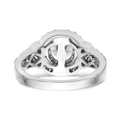 14 Karat Weißgold Verlobungsring mit Krappenfassung, Diamant im Rundschliff und Halo
