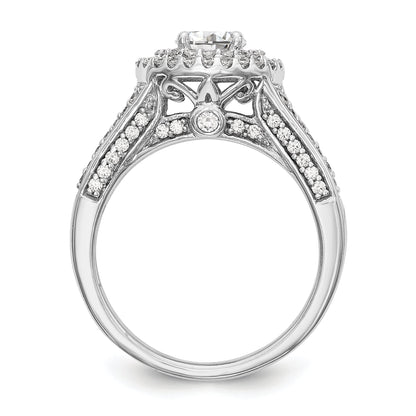 14K Weißgold Verlobungsring mit rundem simuliertem Diamanten und Halo