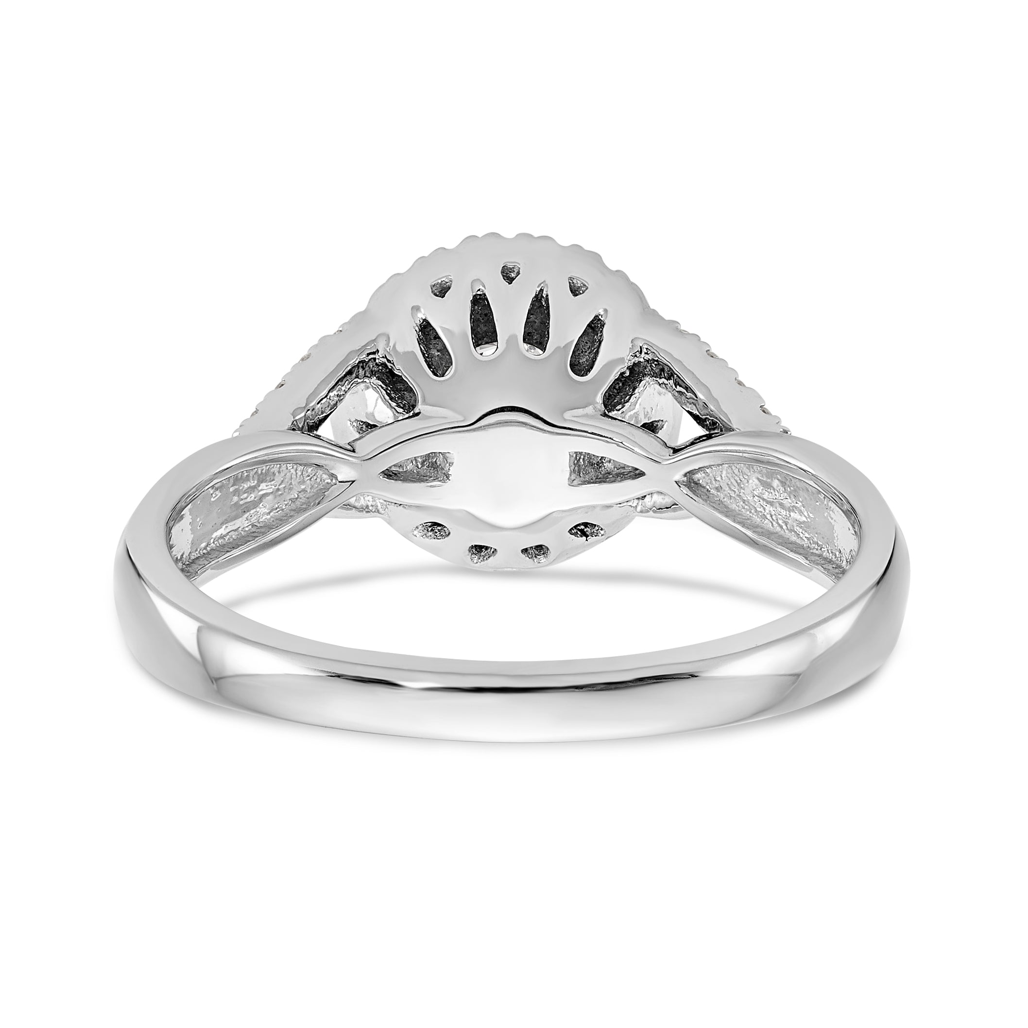 Halo-Ring mit rundem simuliertem Diamanten aus 14K Weißgold