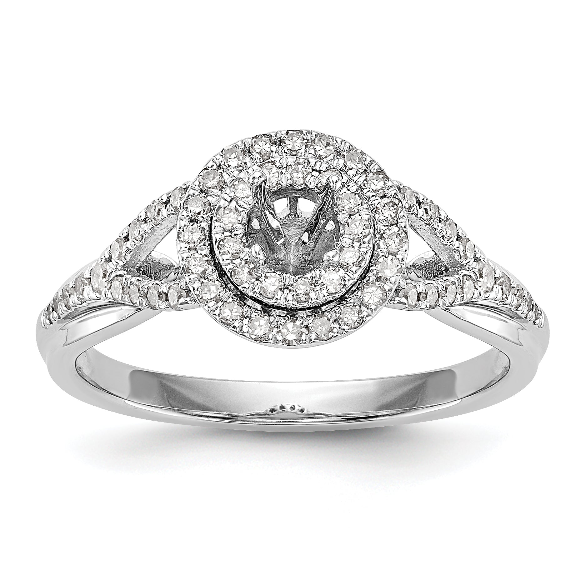 Halo-Ring mit rundem simuliertem Diamanten aus 14K Weißgold