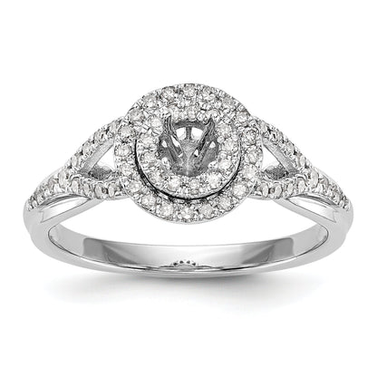 Halo-Ring mit rundem simuliertem Diamanten aus 14K Weißgold