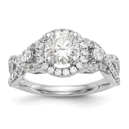 Verlobungsring aus 14K Weißgold mit rundem simuliertem Diamanten und Halo