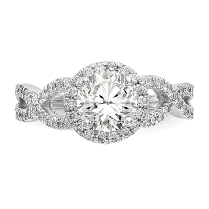 Verlobungsring aus 14K Weißgold mit Halo aus rundem simuliertem Diamant