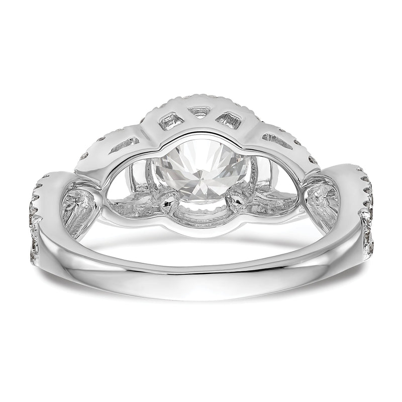 14K Weißgold Verlobungsring mit rundem simulierten Diamanten und Halo
