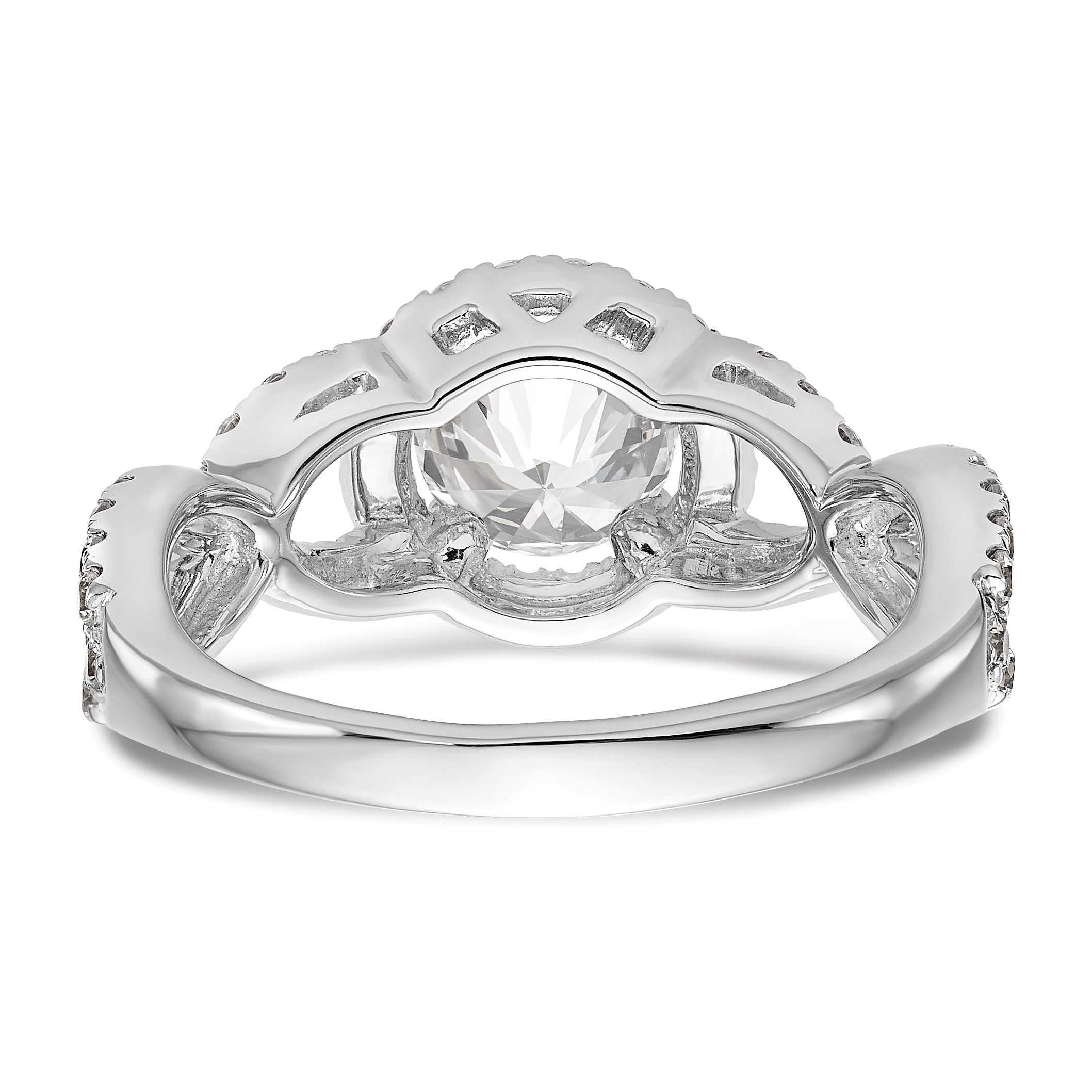 Verlobungsring aus 14K Weißgold mit Halo aus rundem simuliertem Diamant
