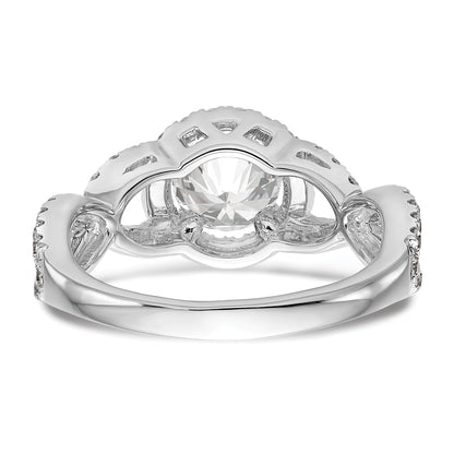 Verlobungsring aus 14K Weißgold mit Halo aus rundem simuliertem Diamant
