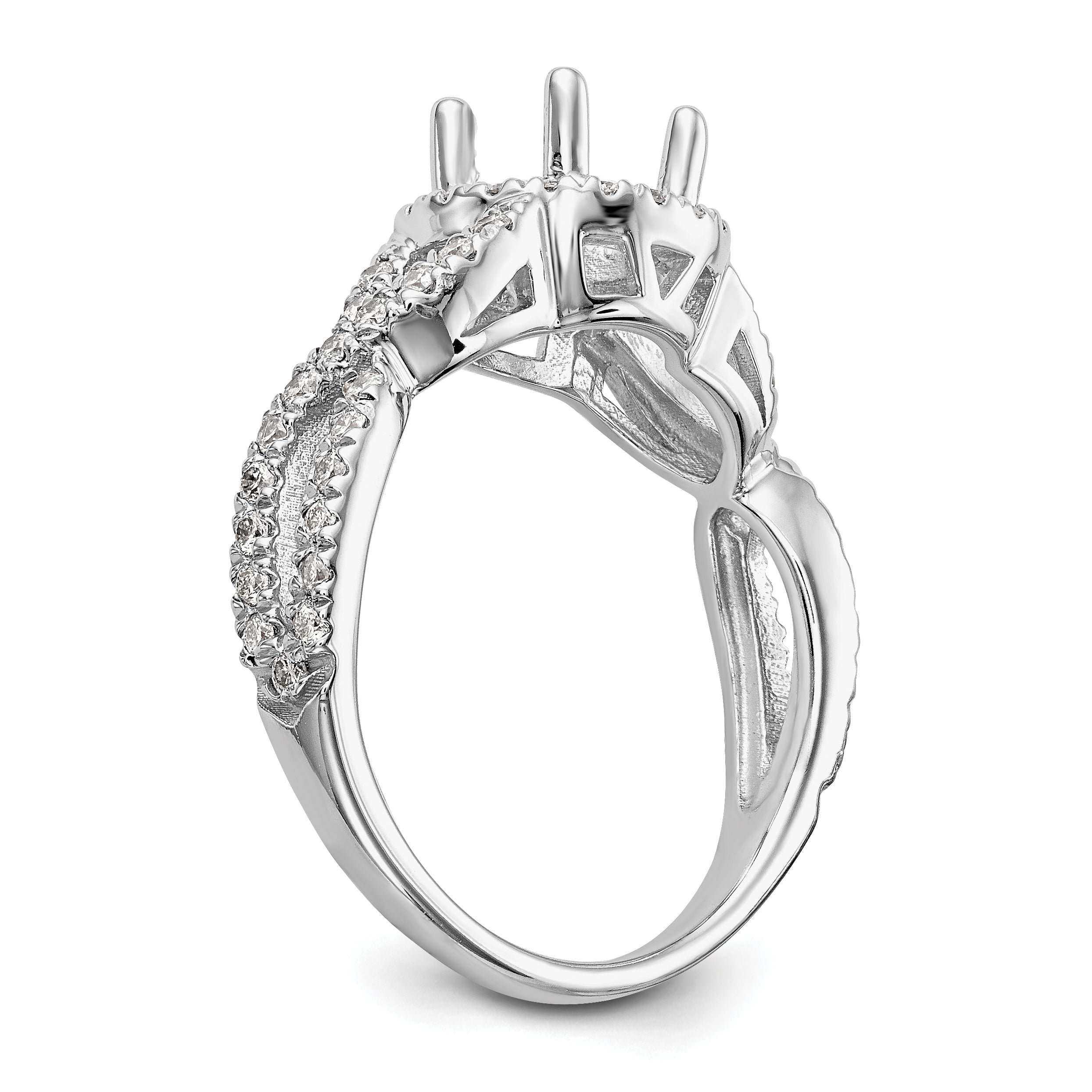 Verlobungsring aus 14K Weißgold mit Halo aus rundem simuliertem Diamant