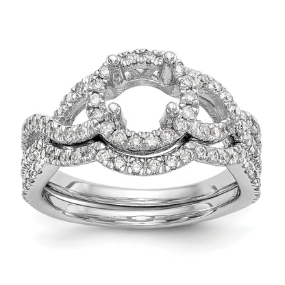 Verlobungsring aus 14K Weißgold mit Halo aus rundem simuliertem Diamant