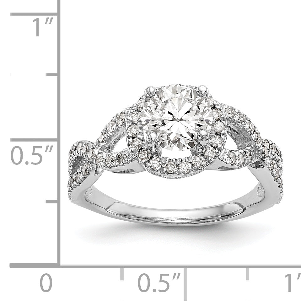 Verlobungsring aus 14K Weißgold mit Halo aus rundem simuliertem Diamant