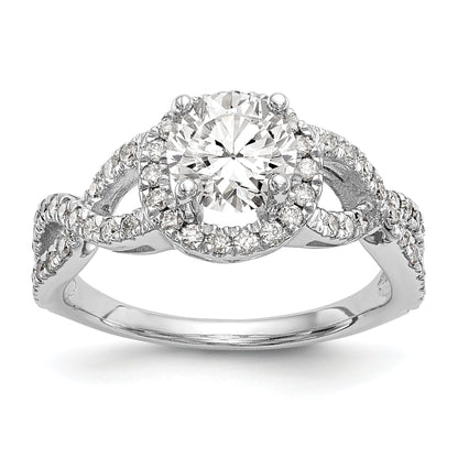 Verlobungsring aus 14K Weißgold mit Halo aus rundem simuliertem Diamant