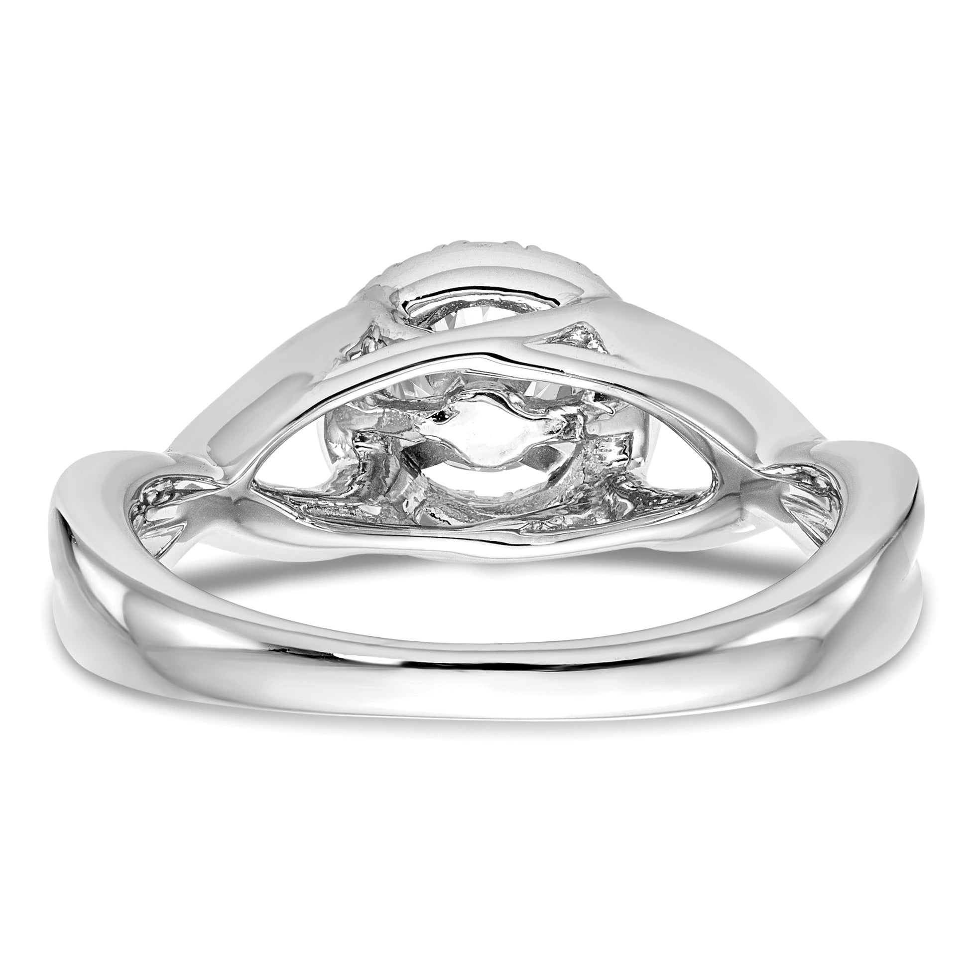 14K Weißgold Verlobungsring mit rundem simuliertem Diamanten und Halo-Fassung