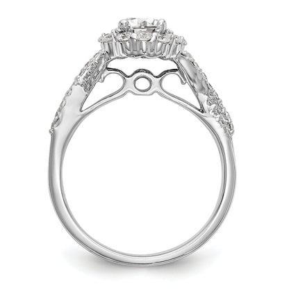 14K Weißgold Verlobungsring mit rundem simuliertem Diamanten und Halo