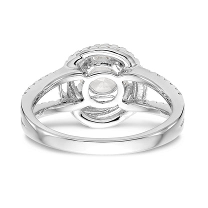 14K Weißgold Verlobungsring mit rundem simuliertem Diamant und Halo