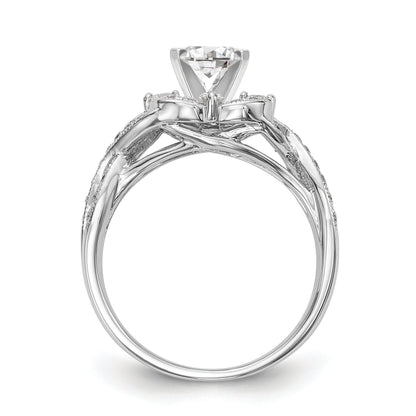 14K Weißgold Verlobungsring mit Halo, Kissenschliff und Krappenfassung