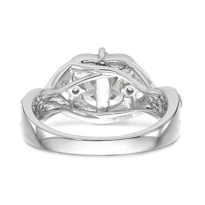 14K Weißgold Verlobungsring mit Halo, Kissenschliff und Krappenfassung