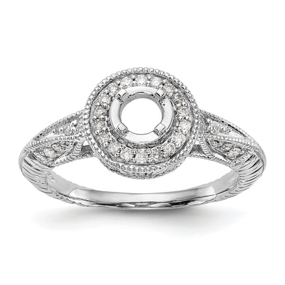 14K Weißgold Verlobungsring mit rundem simuliertem Diamanten und Halo
