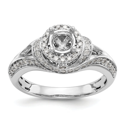 14K Weißgold Verlobungsring mit rundem simulierten Diamanten und Halo
