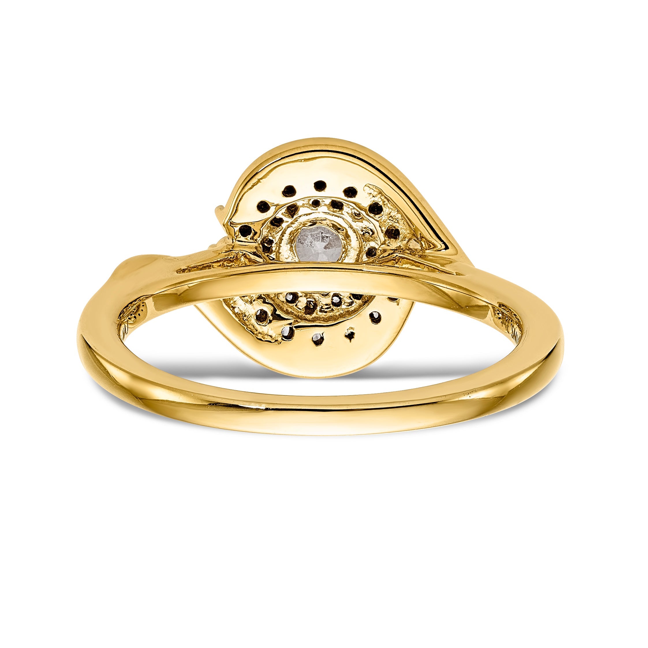 14K Gelbgold Verlobungsring mit rundem simuliertem Diamanten und Halo-Fassung