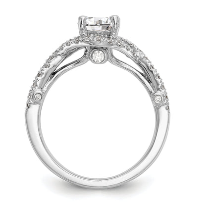 14K Weißgold Verlobungsring mit rundem simuliertem Diamanten und Halo