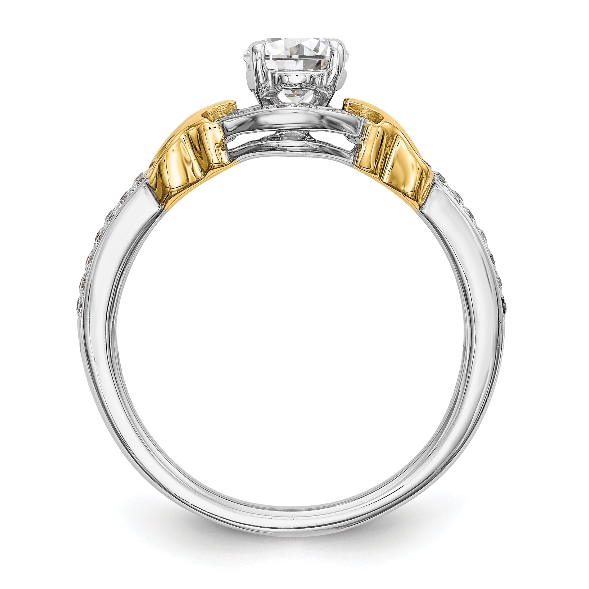 14K Weißgold Verlobungsring mit Halo und Krappenfassung