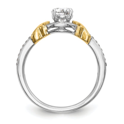 14K Weißgold Verlobungsring mit Halo und Krappenfassung