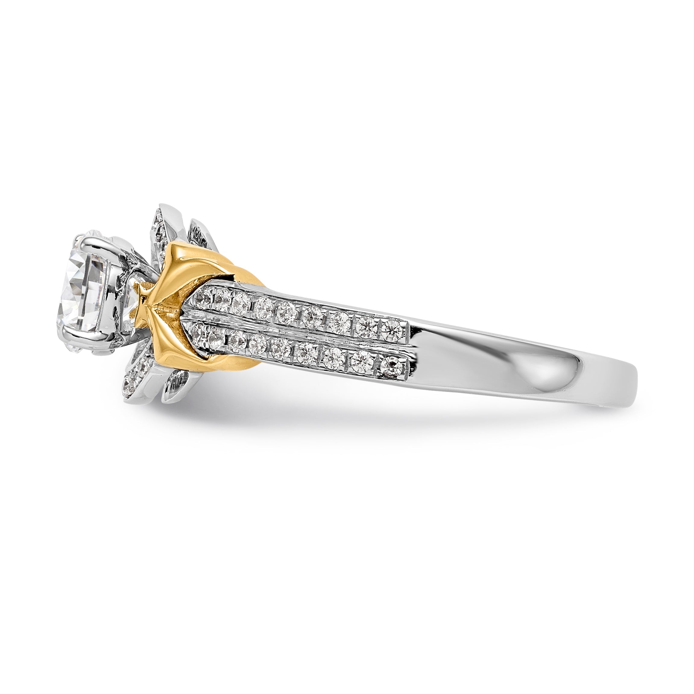 14K Weißgold Verlobungsring mit Halo und Krappenfassung