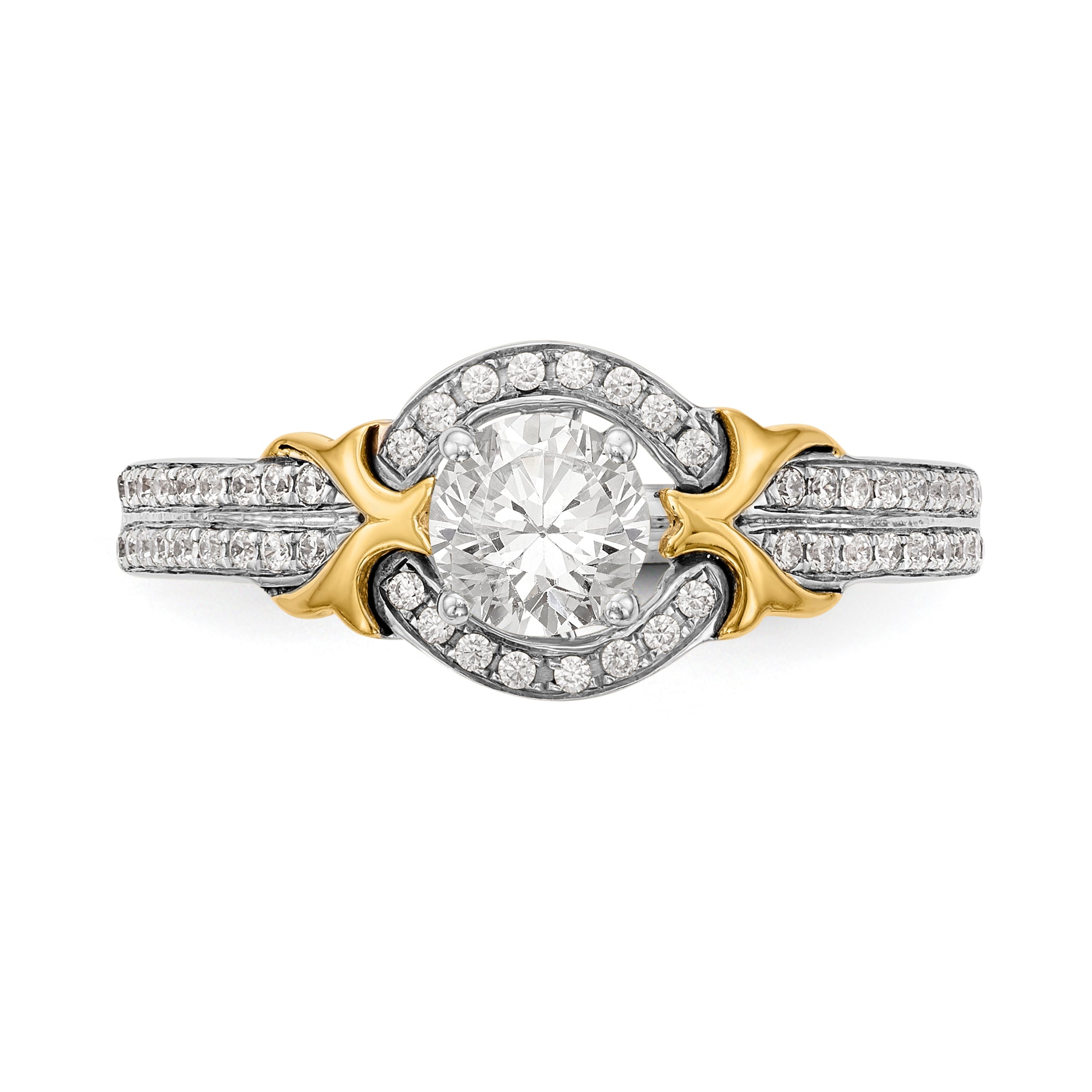 14K Weißgold Verlobungsring mit Halo und Krappenfassung