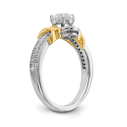 14K Weißgold Verlobungsring mit Halo und Krappenfassung