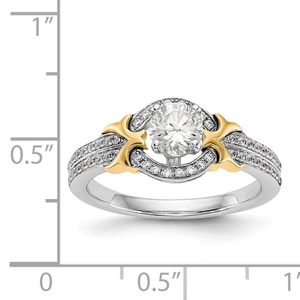 14K Weißgold Verlobungsring mit Halo und Krappenfassung