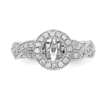 14K Weißgold Verlobungsring mit Halo und Peg-Fassung, simulierte Diamanten