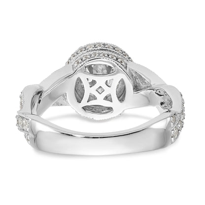 14K Weißgold Verlobungsring mit Halo und Peg-Fassung, simulierte Diamanten