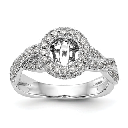 14K Weißgold Verlobungsring mit Halo und Peg-Fassung, simulierte Diamanten
