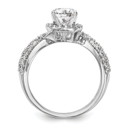 14K Weißgold Verlobungsring mit Halo aus Zirkonia in Krappenfassung