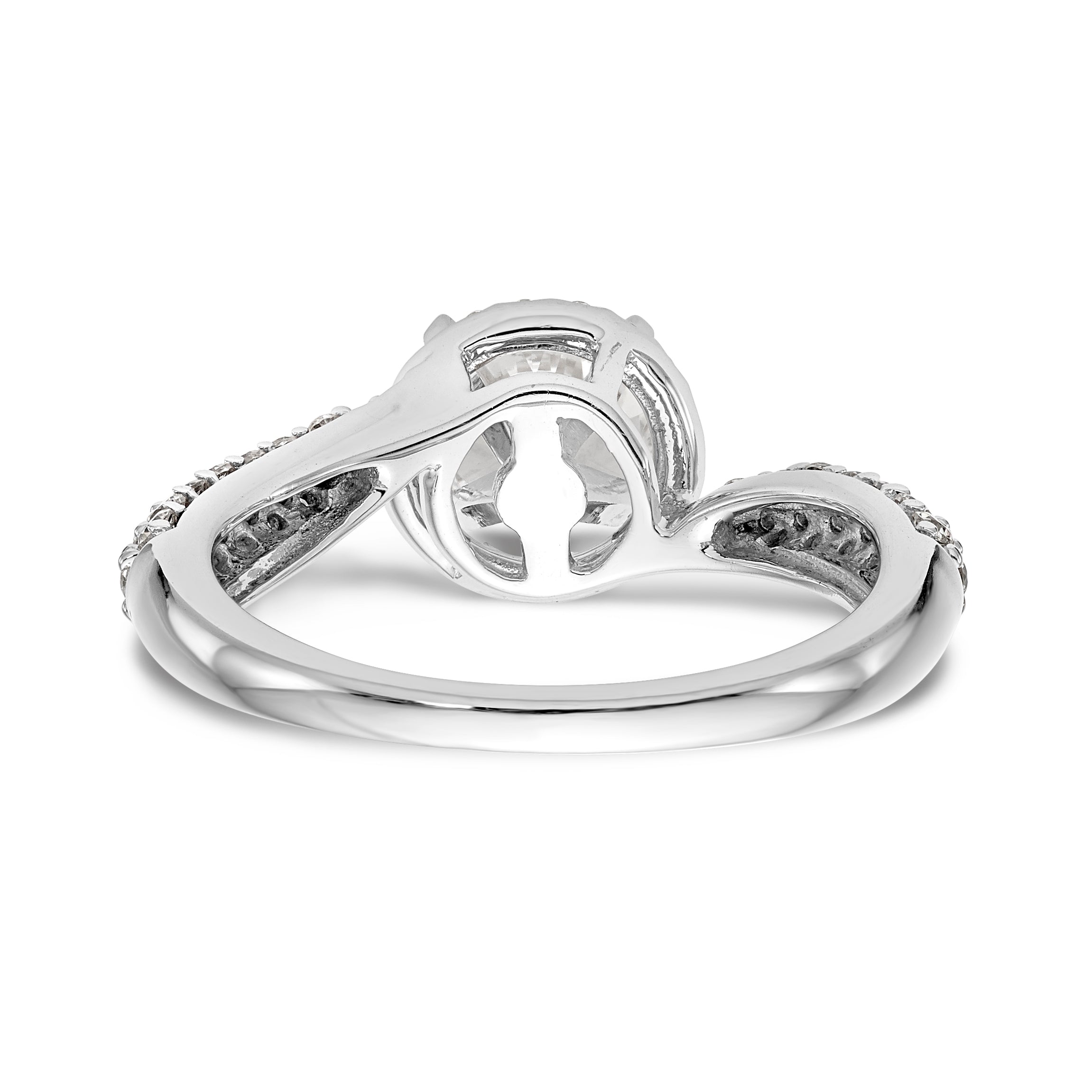 14K Weißgold Verlobungsring mit Halo aus Zirkonia in Krappenfassung