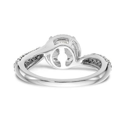 14K Weißgold Verlobungsring mit Halo aus Zirkonia in Krappenfassung