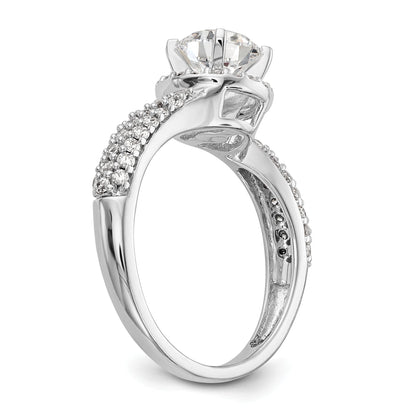 14K Weißgold Verlobungsring mit Halo aus Zirkonia in Krappenfassung