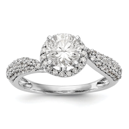 14K Weißgold Verlobungsring mit Halo aus Zirkonia in Krappenfassung