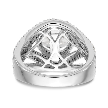 14K Weißgold Verlobungsring mit Halo aus simulierten Diamanten, Krappenfassung