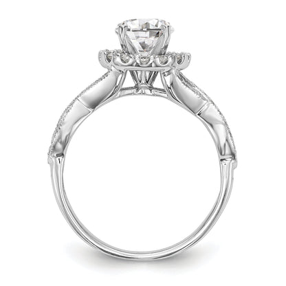 14K Weißgold Verlobungsring mit Halo aus simulierten Diamanten in Krappenfassung