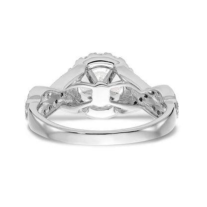 14K Weißgold Verlobungsring mit Halo aus simulierten Diamanten in Krappenfassung