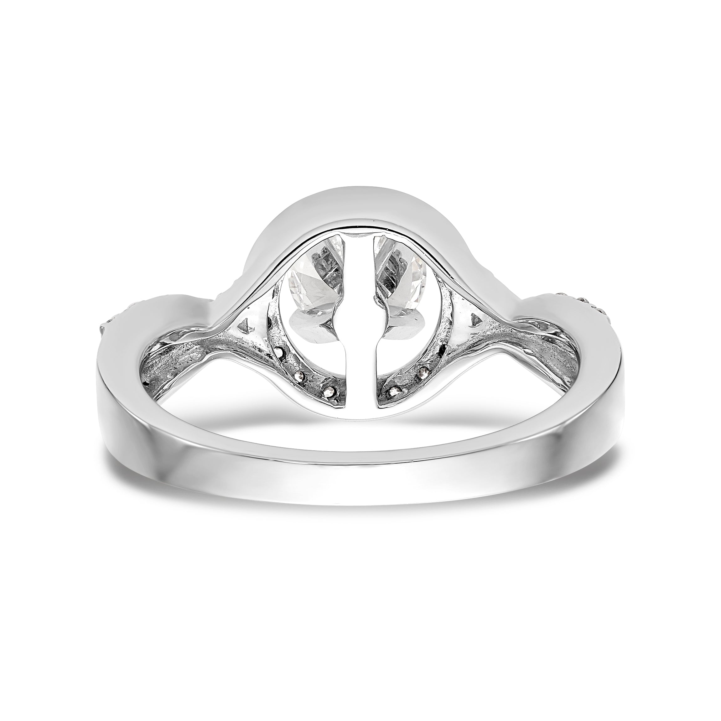 14K Weißgold Verlobungsring mit Halo aus simulierten Diamanten in Krappenfassung